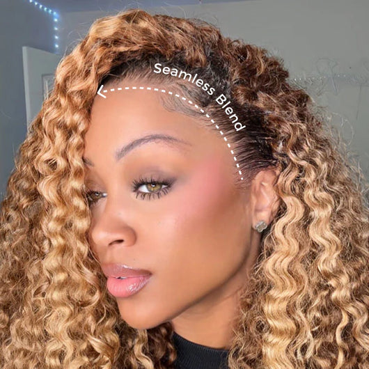 Sunlit Curls 3-in-1 Half Wig — Honey Highlight 4/27 Curly Human Hair