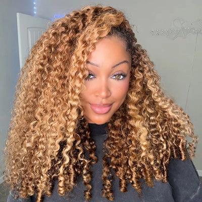 Sunlit Curls 3-in-1 Half Wig — Honey Highlight 4/27 Curly Human Hair