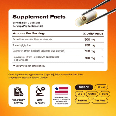 NMN Supplement 1000mg — With TMG, Quercetin & Resveratrol — Supports Cellular Energy & NAD⁺ Levels*