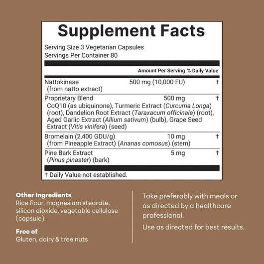 Nattokinase 10,000 FU — Extra Strength Heart Circulation & Blood Flow Support